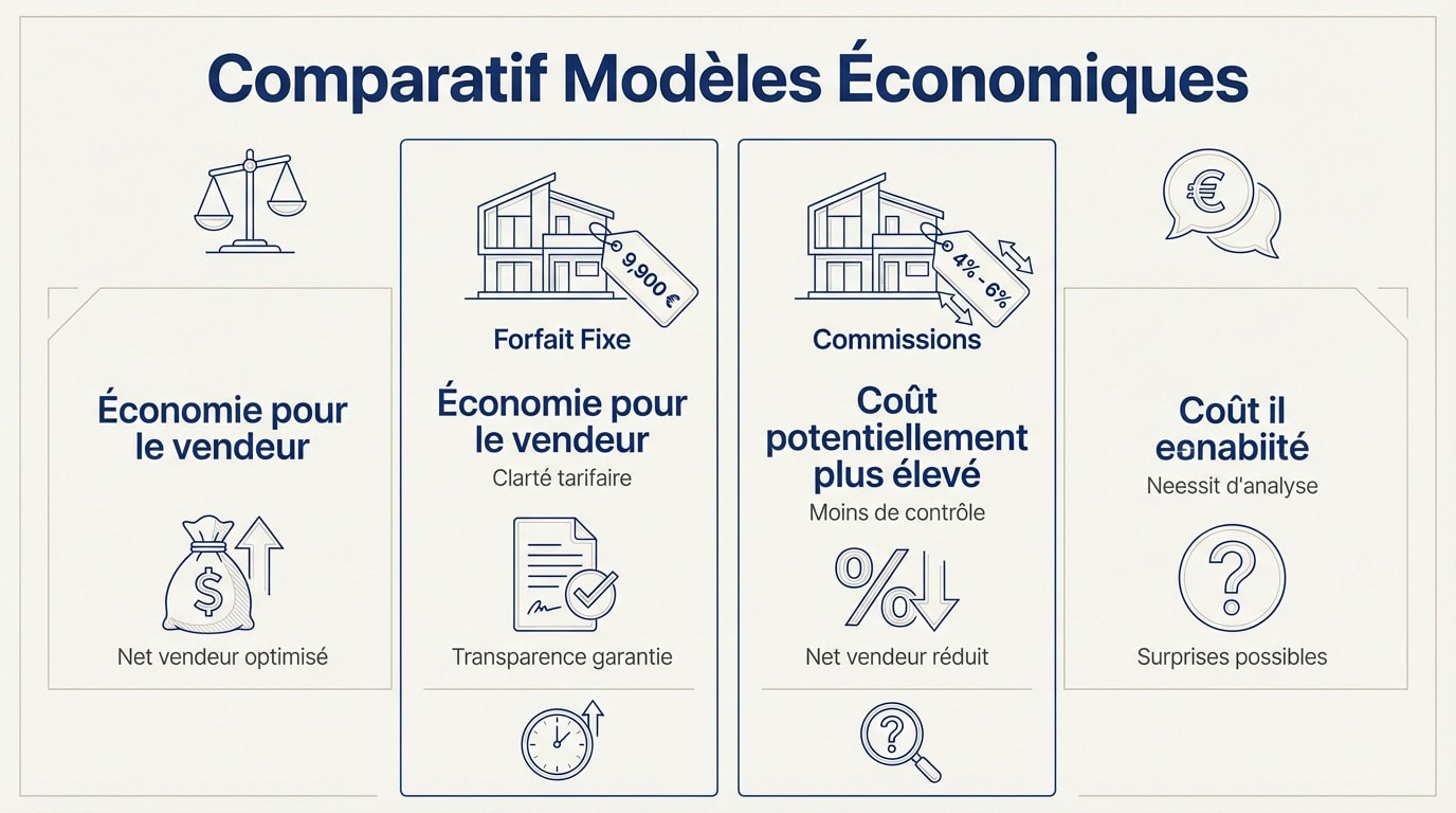 Comparaison entre honoraires fixes et commissions proportionnelles en agence immobilière